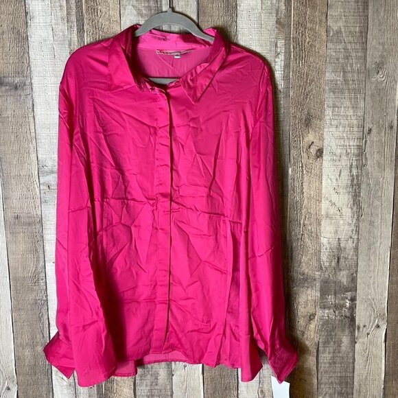 G by Giuliana Rancic Pink Button Down Blouse NWT - Picture 1 of 6